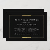 フレームエレガンスブラックシンプルリハーサルディナー 招待状 (正面/裏面)