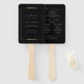 フレームエレガンスブラックシンプル結婚式 プログラム ハンドファン (正面&裏面)