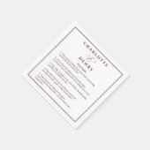 フレームエレガントおもしろいファクト紫と白結婚の スタンダードカクテルナプキン (角)