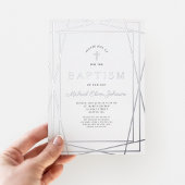 フレームエレガントほこりっぽいブルーボーイバプティスシルバー 箔招待状