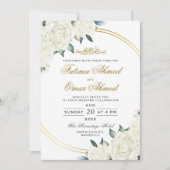 フレームエレガントアイボリーフローライスラム結婚教徒 招待状 (正面)