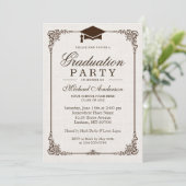 フレームエレガントアイボリーリネン卒業パーティー 招待状 (スタンド正面)
