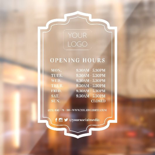 フレームエレガントカスタムビジネスロゴの営業時間 ウィンドウサイン (シート2)