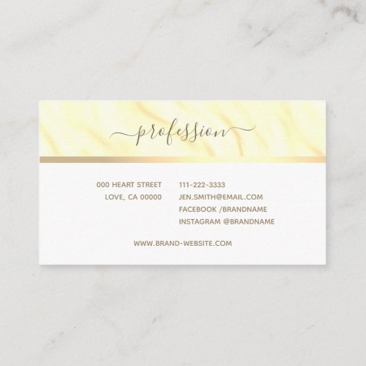 フレームエレガントシックなサテンクリーム大理石かわいらし 名刺 (裏面)