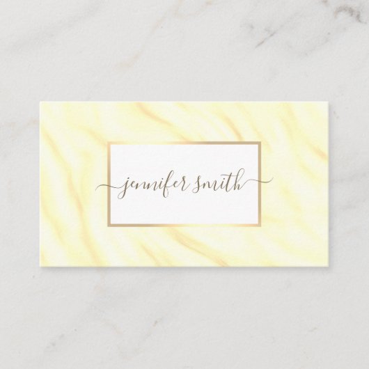 フレームエレガントシックなサテンクリーム大理石かわいらし 名刺 (正面)