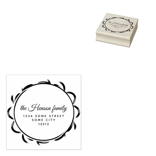 フレームエレガントスクリプトファミリ名差出人住所 ラバースタンプ (押印)