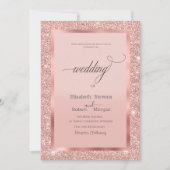 フレームエレガントバラ金ゴールドグリッター 招待状 (正面)