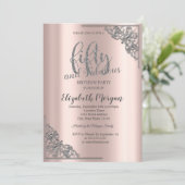 フレームエレガントバラ金ゴールド50th誕生日パーティー 招待状 (スタンド正面)