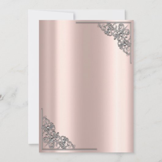 フレームエレガントバラ金ゴールド50th誕生日パーティー 招待状 (裏面)