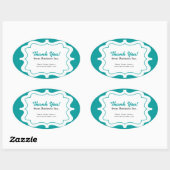 フレームエレガントビジネスサンキューブルー 楕円形シール (シート)