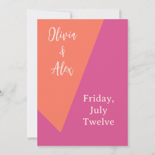 フレームエレガントピンクとオレンジのフローラ日付を保存 招待状 (裏面)