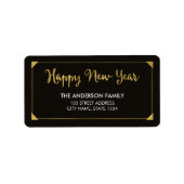 フレームエレガントフェイク金ゴールド新年の住所 ラベル (正面)