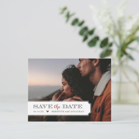 フレームエレガントフォトオーバーレイ日付の保存 案内ポストカード (スタンド正面)