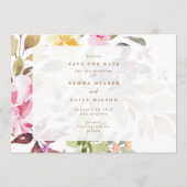 フレームエレガントフローラ水彩写真結婚の セーブザデート (裏面)