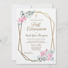 フレームエレガントモダン水彩最初のコミュニティ 招待状