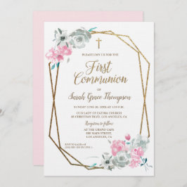 フレームエレガントモダン水彩最初のコミュニティ 招待状