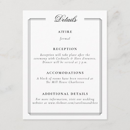 フレームエレガントモノグラム結婚ズ エンクロージャーカード (正面)