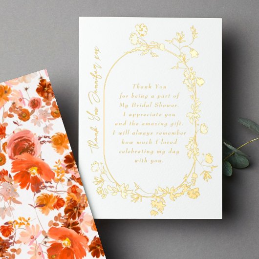 フレームエレガントリースフローラあり実在金ゴールド 箔招待状