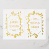 フレームエレガントリースフローラあり実在金ゴールド 箔招待状 (正面)