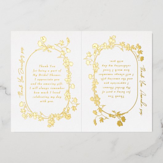 フレームエレガントリースフローラあり実在金ゴールド 箔招待状 (正面)