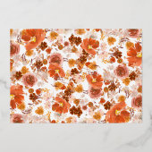 フレームエレガントリースフローラあり実在金ゴールド 箔招待状 (裏面)