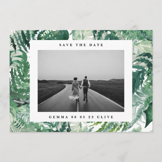 フレームエレガントリーフィウカラー写真結婚の セーブザデート (正面)