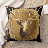 フレームエレガント付き金の鹿のエンブレム華美 クッション (ブランケット)