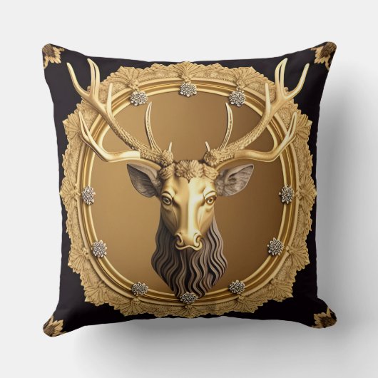 フレームエレガント付き金の鹿のエンブレム華美 クッション (裏面)