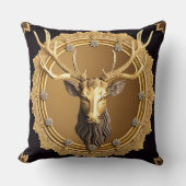 フレームエレガント付き金の鹿のエンブレム華美 クッション (正面)