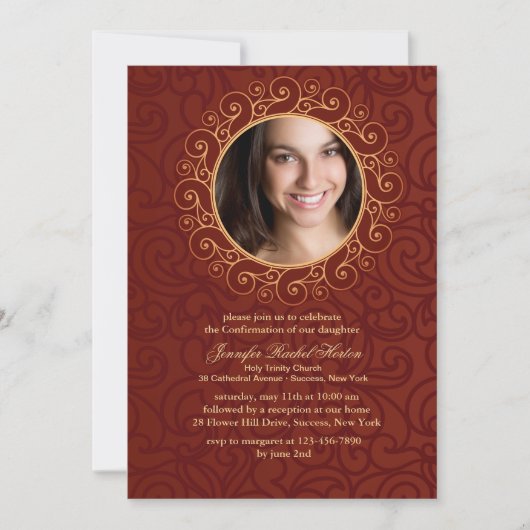 フレームエレガント写真の確認招待状 招待状 (正面)