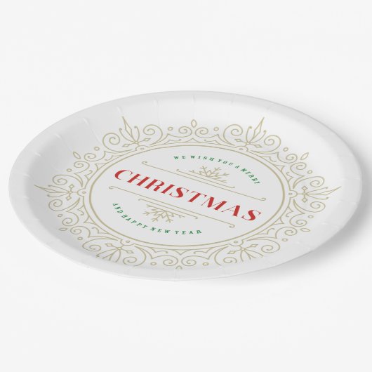 フレームエレガント華美休日の挨拶 ペーパープレート (アングル)