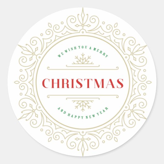 フレームエレガント華美休日の挨拶 ラウンドシール (正面)