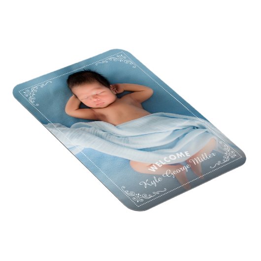 フレームエレガント華美歓迎の誕生のお知らせ マグネット (右側)