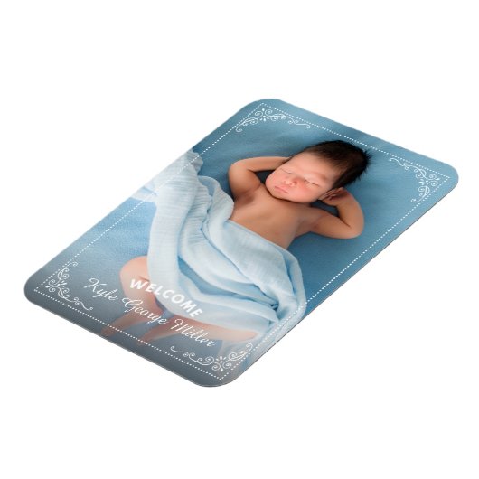 フレームエレガント華美歓迎の誕生のお知らせ マグネット (左側)