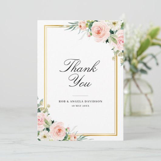 フレームエレガント赤面フローラ結婚 サンキューカード (スタンド正面)