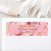 フレームエレガント金ゴールドピンクローズフローラキンセアニラ ラベル (インサイチュ)