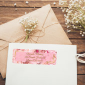 フレームエレガント金ゴールドピンクローズフローラキンセアニラ ラベル