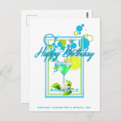 フレームエレガント鮮やかなカラー誕生日カクテル ポストカード (正面/裏面)