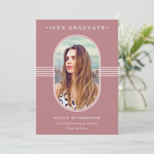 フレームエレガント |ほこりっぽいバラ写真卒業 案内状 (スタンド正面)