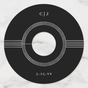 フレームエレガント  シルバーとブラック・モノグラム結婚ズ ワイングラスタグ