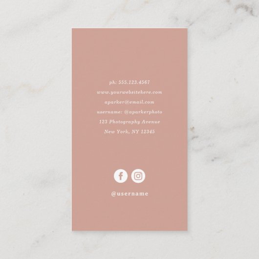 フレームエレガント|テラコッタと白い写真 名刺 (裏面)