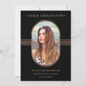フレームエレガント |ブラックバラ金ゴールド写真卒業 案内状 (正面)