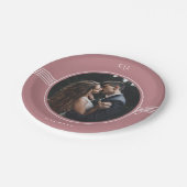 フレームエレガント |埃っぽいバラ結婚写真 ペーパープレート (アングル)