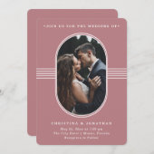 フレームエレガント |埃っぽいバラ結婚写真 招待状 (正面/裏面)