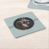 フレームエレガント |海ガラスの写真結婚の写真 スクエアペーパーコースター (アングル)