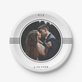 フレームエレガント |白黒の写真結婚の ペーパープレート