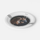 フレームエレガント |白黒の写真結婚の ペーパープレート (アングル)