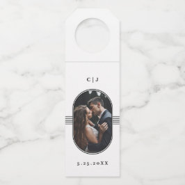 フレームエレガント |白黒の写真結婚の ボトルネックタグ