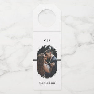 フレームエレガント 白黒の写真結婚の ボトルネックタグ