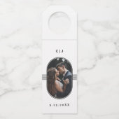 フレームエレガント |白黒の写真結婚の ボトルネックタグ (正面)